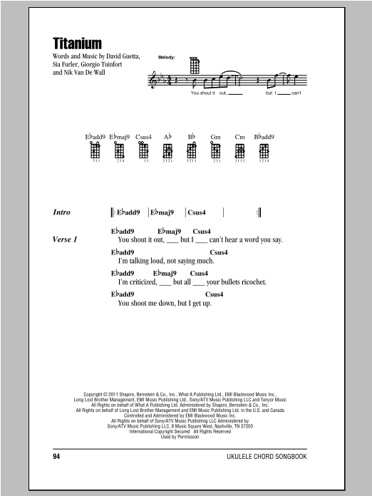 David Guetta Titanium Sheet Music