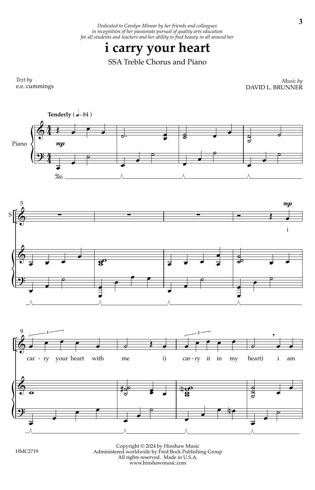David L. Brunner i carry your heart Sheet Music