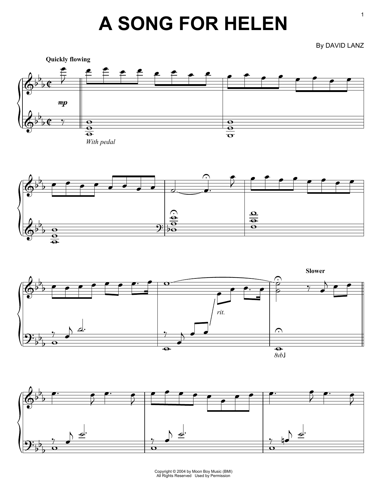 David Lanz A Song For Helen Sheet Music
