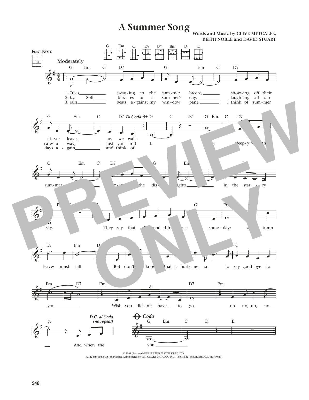 David Lanz A Summer Song (from The Daily Ukulele) (arr. Jim Beloff) Sheet Music