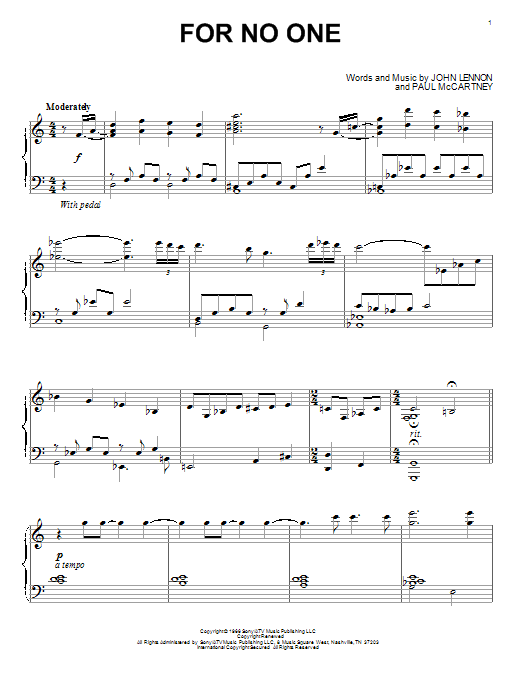 David Lanz For No One Sheet Music