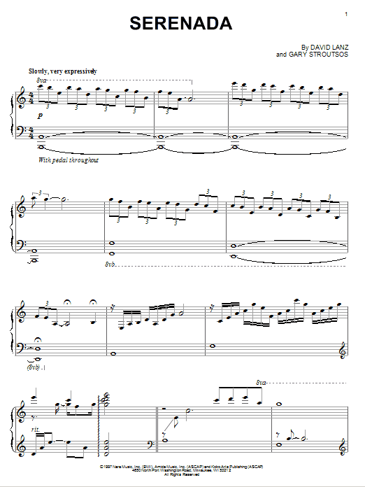 David Lanz & Gary Stroutsos Serenada Sheet Music