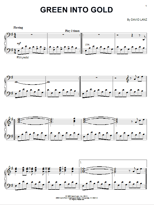 David Lanz Green Into Gold Sheet Music