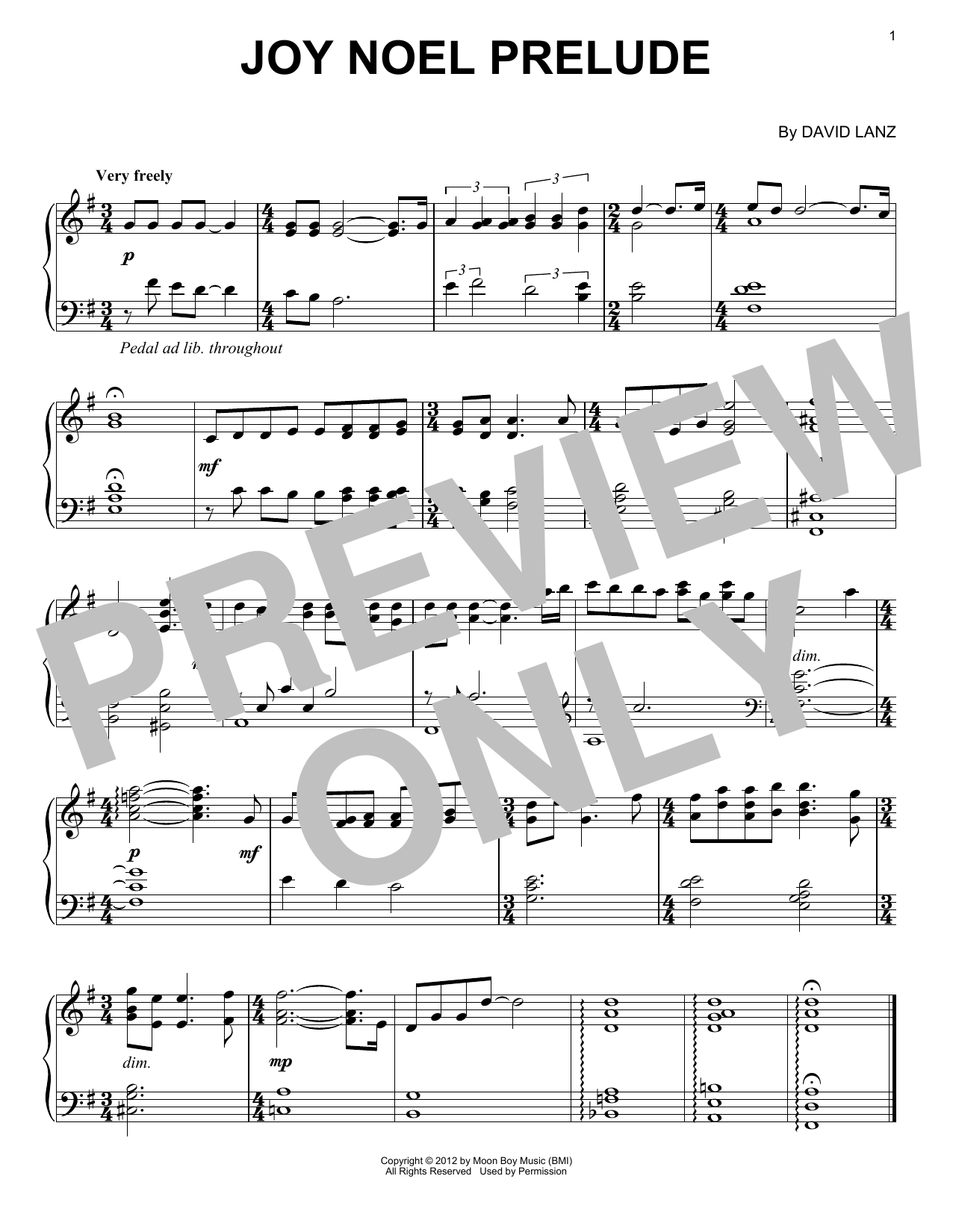 David Lanz Joy Noel Prelude Sheet Music