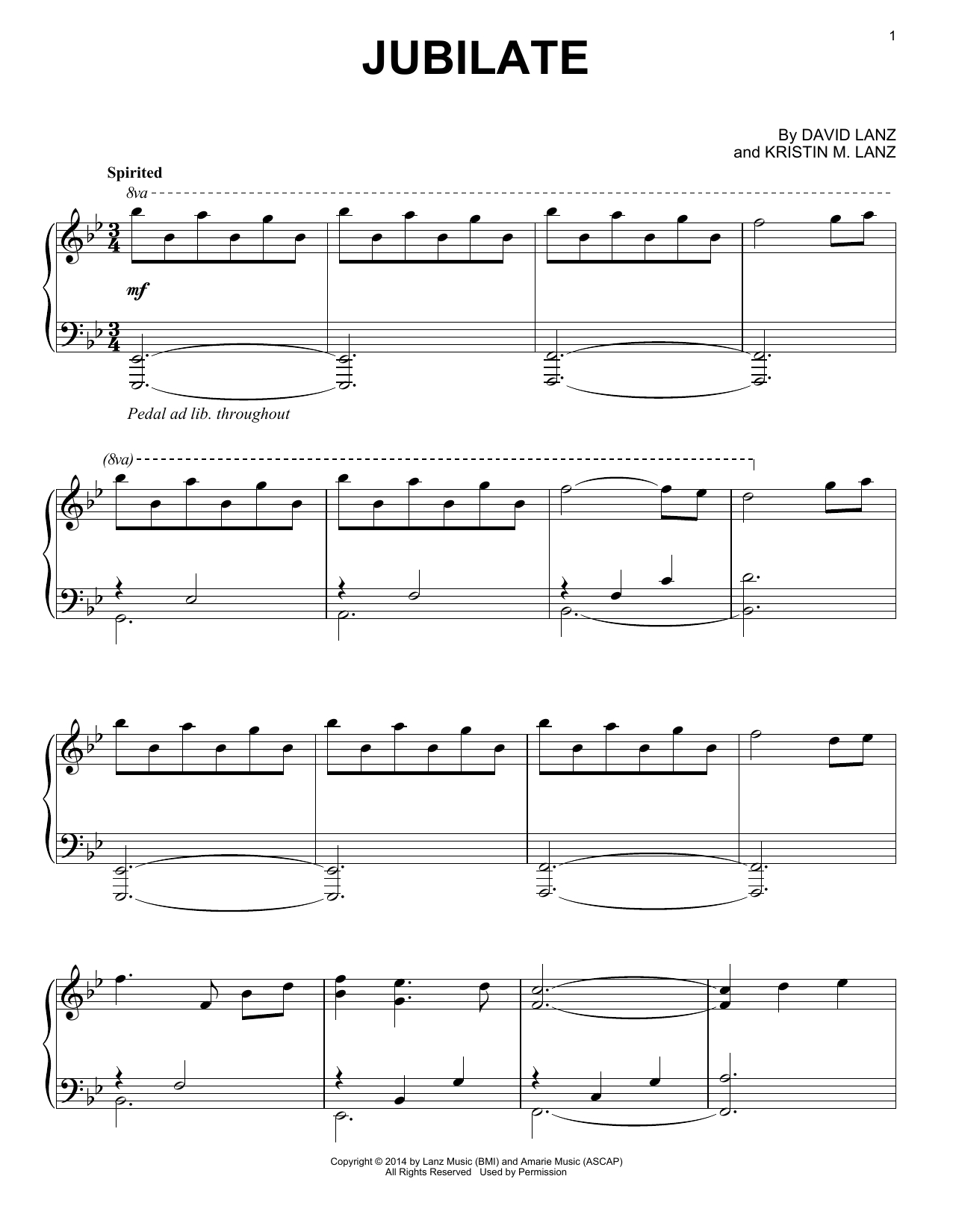 David Lanz & Kristin Amarie Jubilate Sheet Music
