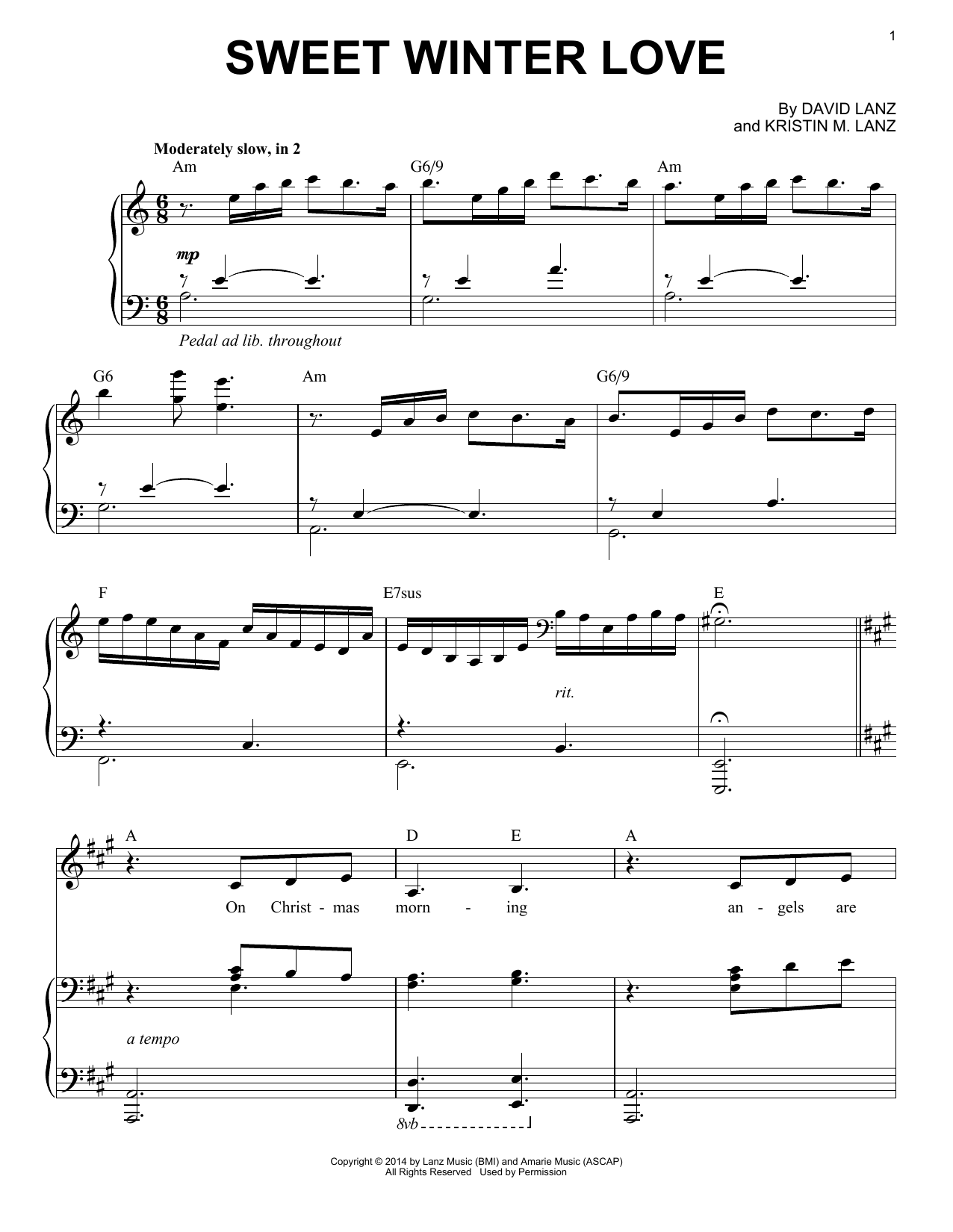 David Lanz & Kristin Amarie Sweet Winter Love Sheet Music