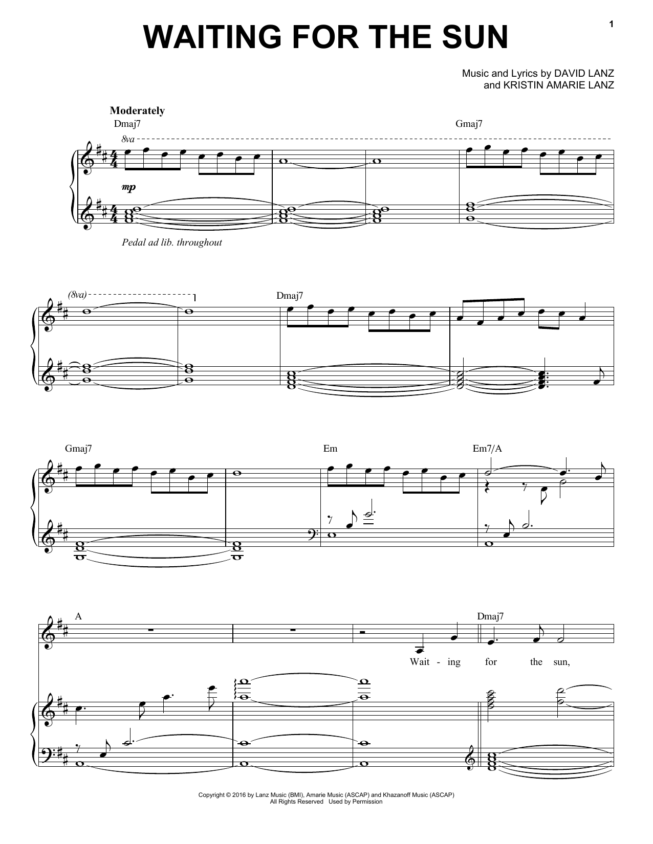 David Lanz & Kristin Amarie Waiting for the Sun Sheet Music