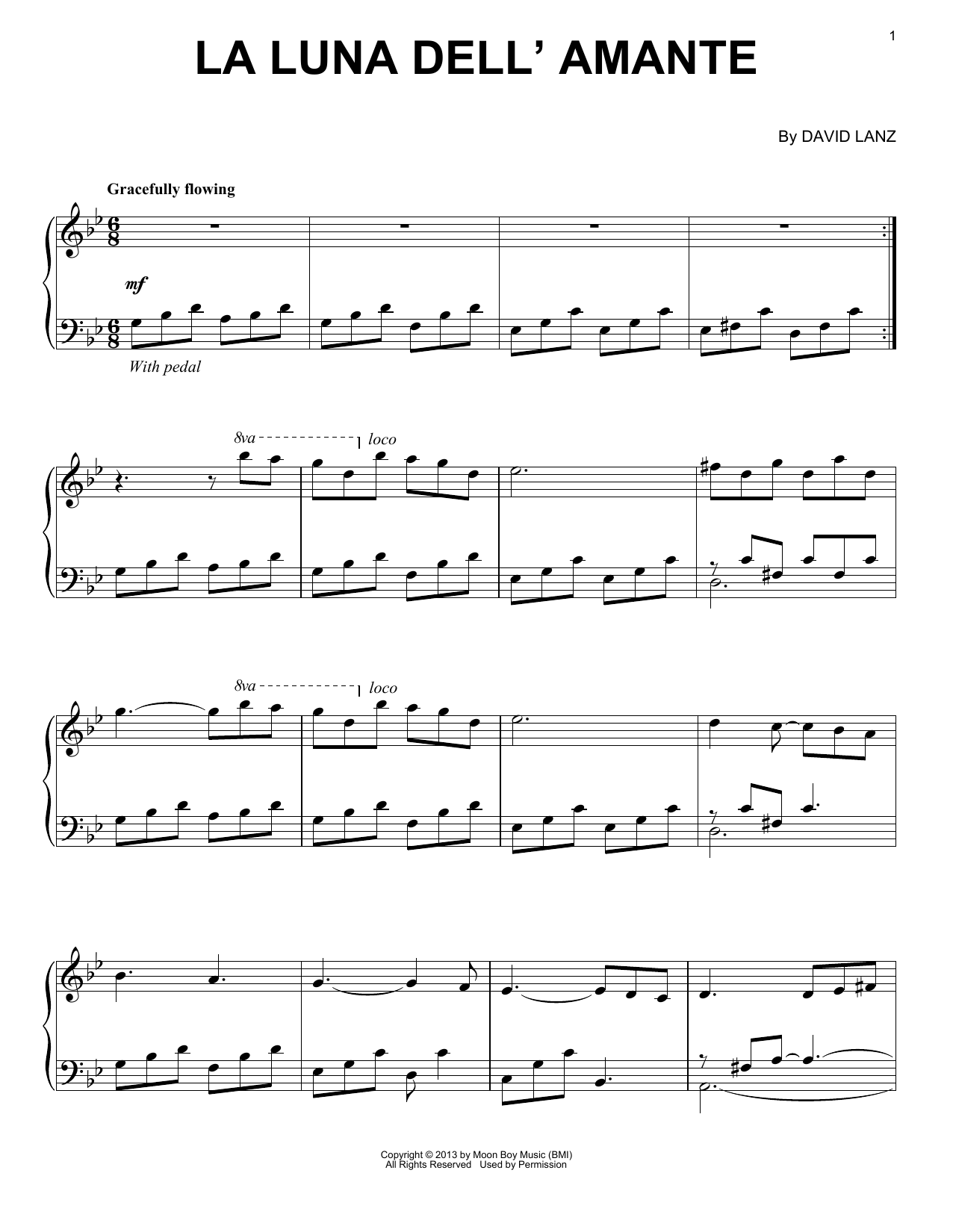 David Lanz La Luna Dell'Amante Sheet Music