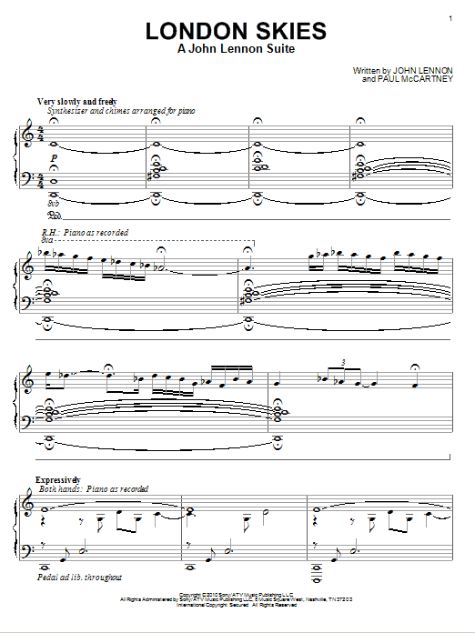 David Lanz London Skies - A John Lennon Suite Sheet Music