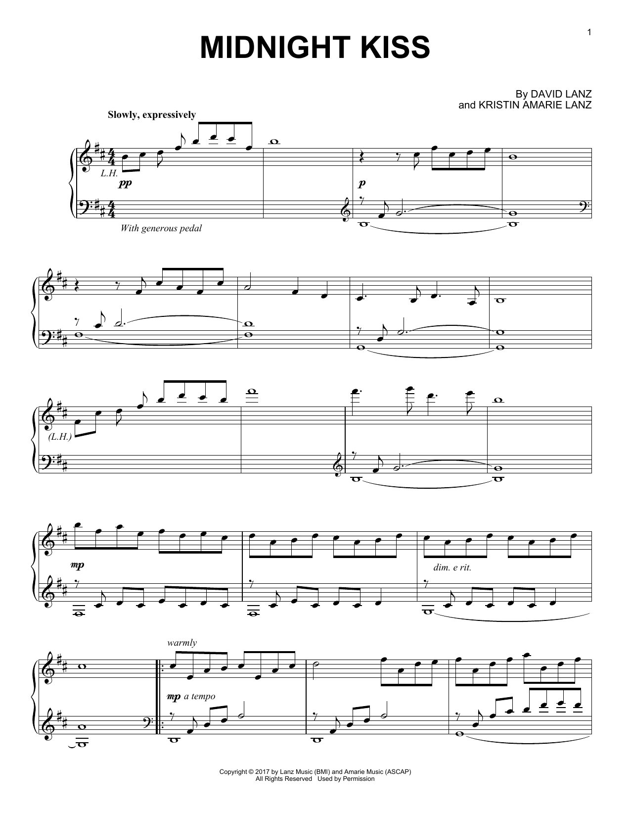 David Lanz Midnight Kiss Sheet Music