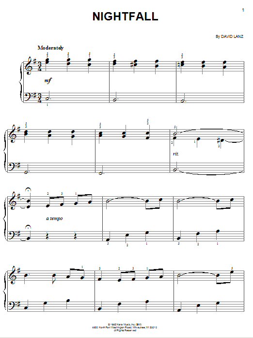 David Lanz Nightfall Sheet Music