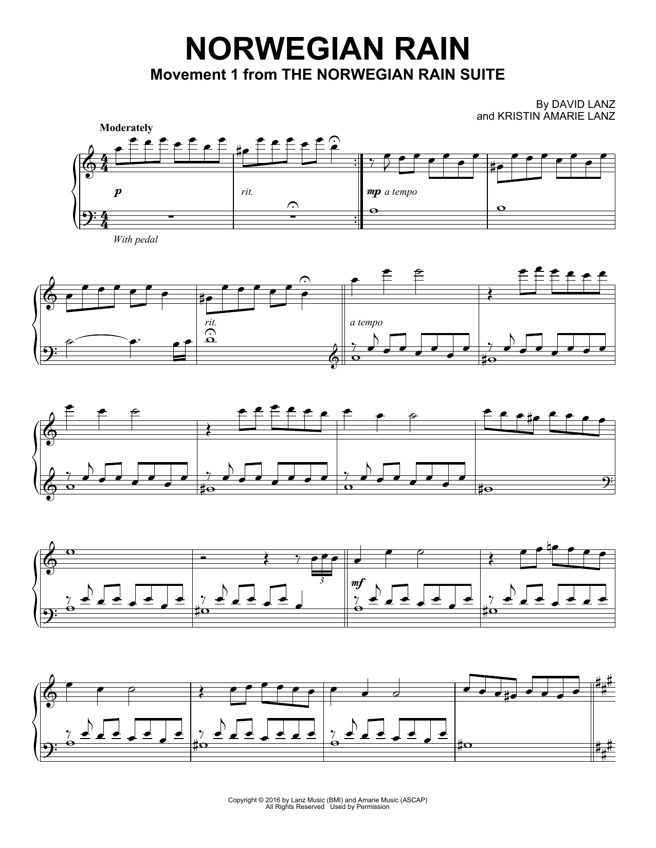 David Lanz Norwegian Rain Sheet Music