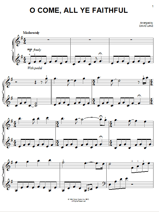 David Lanz O Come All Ye Faithful Sheet Music