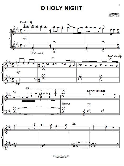 David Lanz O Holy Night Sheet Music
