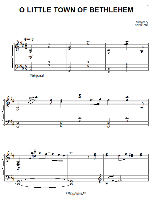 David Lanz O Little Town Of Bethlehem Sheet Music