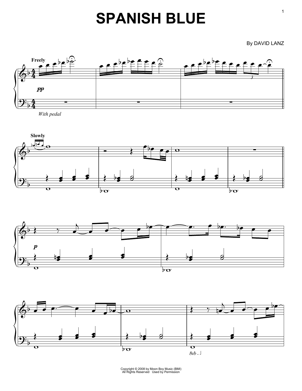 David Lanz Spanish Blue Sheet Music