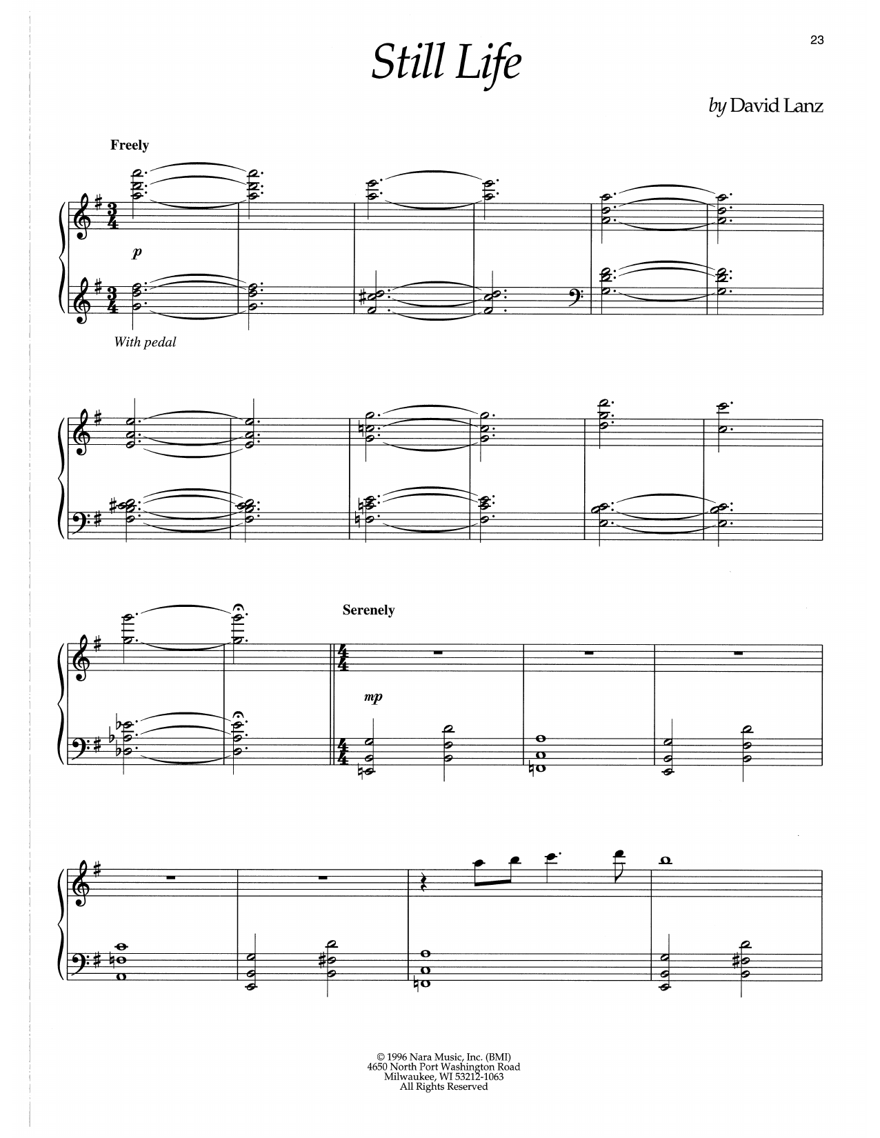 David Lanz Still Life Sheet Music