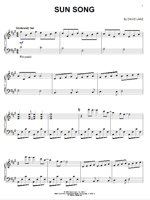 David Lanz Sun Song Sheet Music