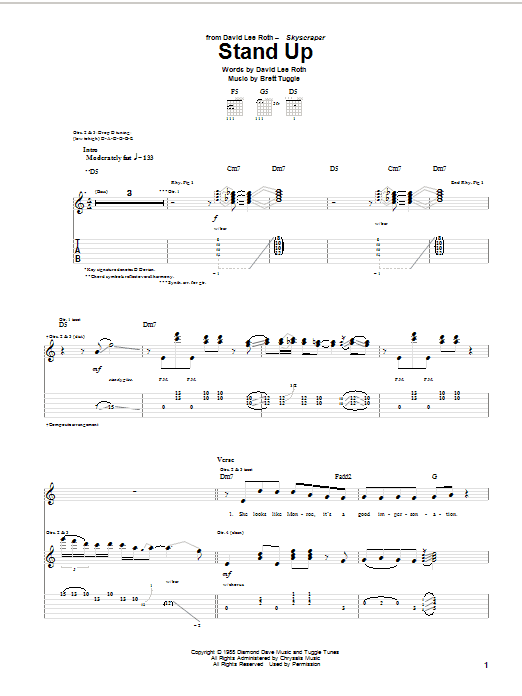 David Lee Roth Stand Up Sheet Music