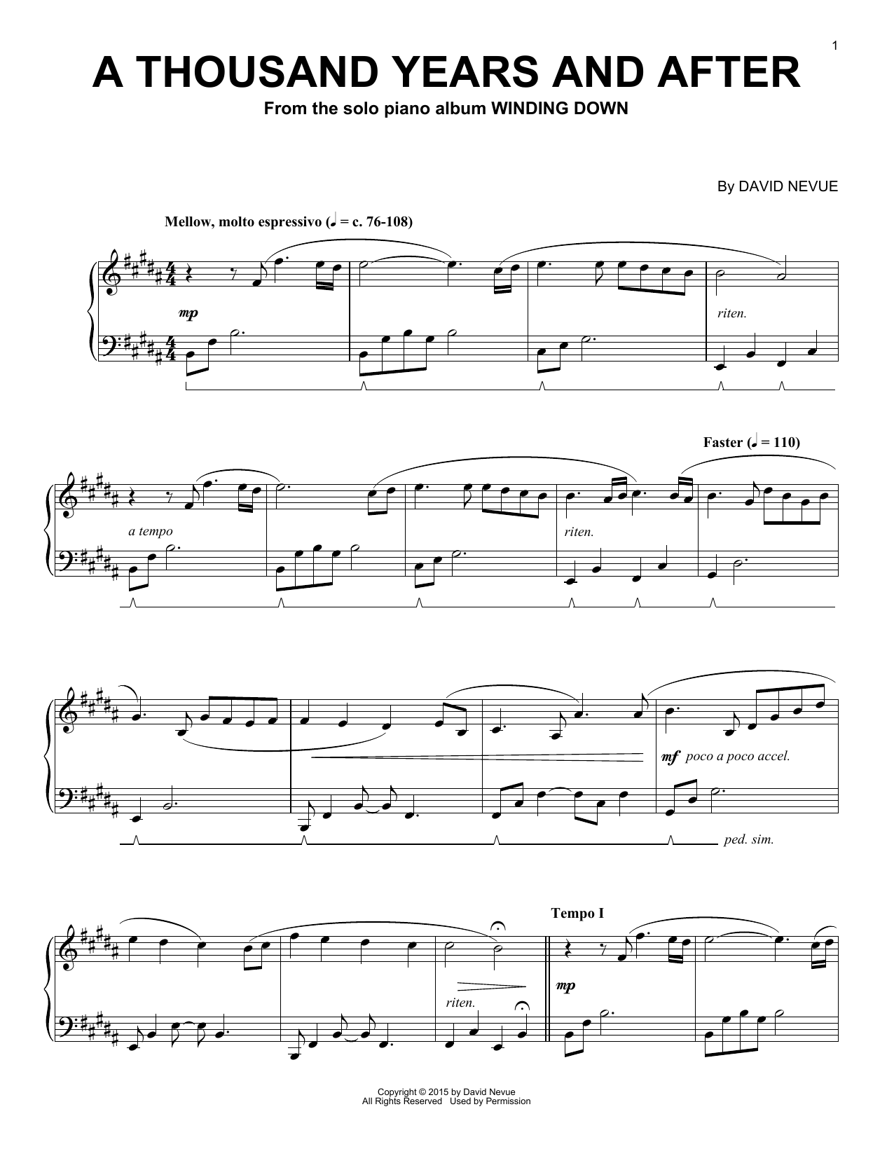 David Nevue A Thousand Years And After Sheet Music