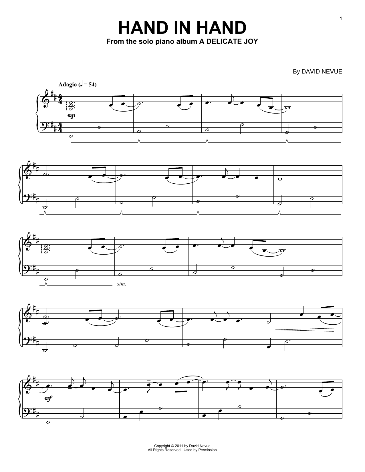 David Nevue Hand In Hand Sheet Music
