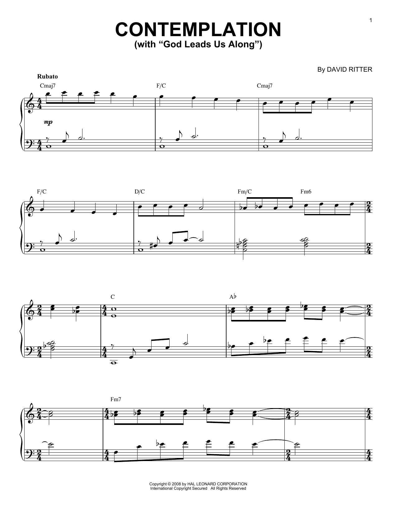 David Ritter Contemplation Sheet Music