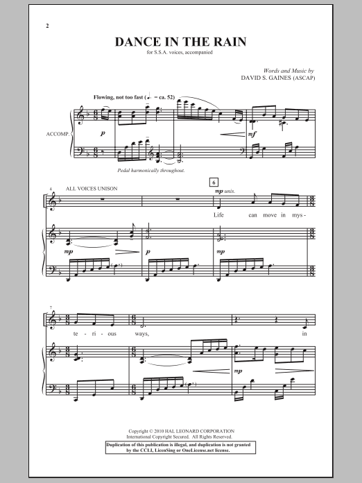 David S. Gaines Dance In The Rain Sheet Music