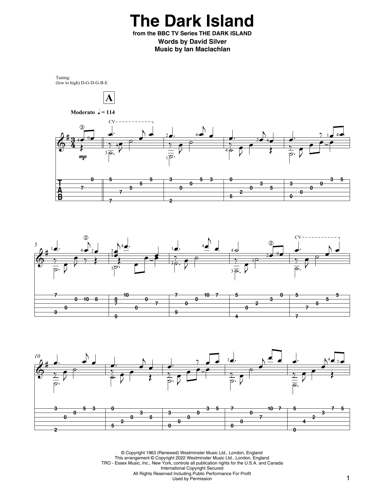 David Silver The Dark Island (from the BBC Series The Dark Island) (arr. David Jaggs) Sheet Music