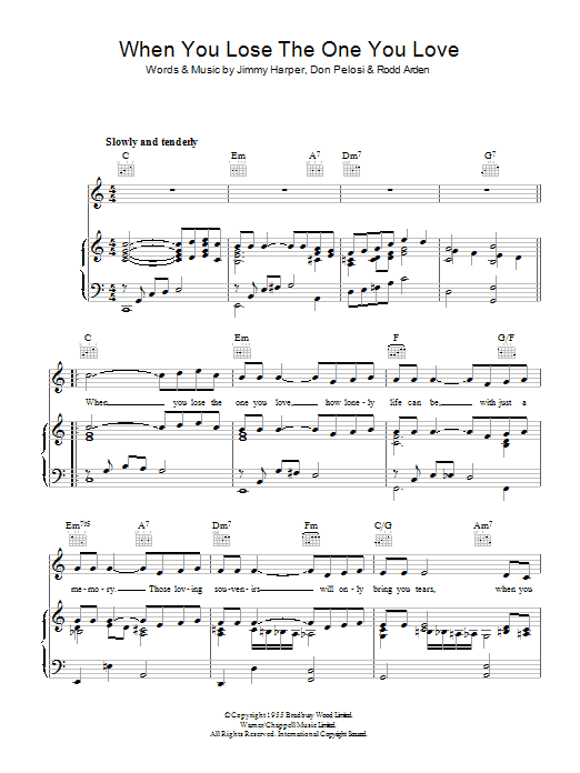 David Whitfield When You Lose The One You Love Sheet Music