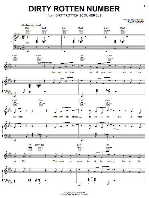 David Yazbek Dirty Rotten Number Sheet Music