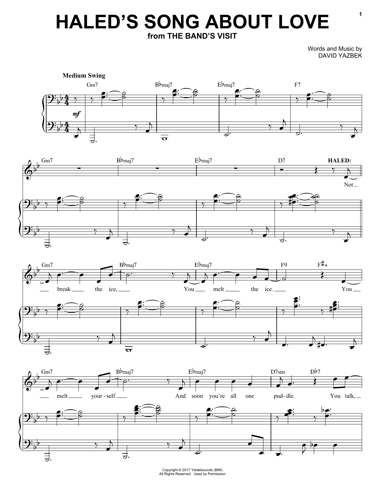 David Yazbek Haled's Song About Love Sheet Music