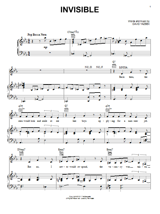 David Yazbek Invisible (from Women On The Verge Of A Nervous Breakdown ) Sheet Music
