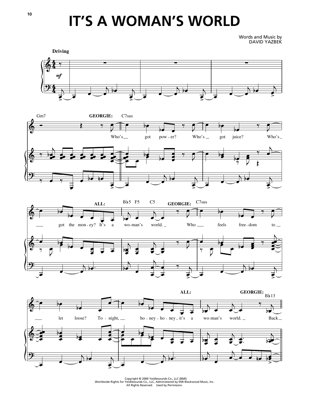David Yazbek It's A Woman's World (from The Full Monty) Sheet Music