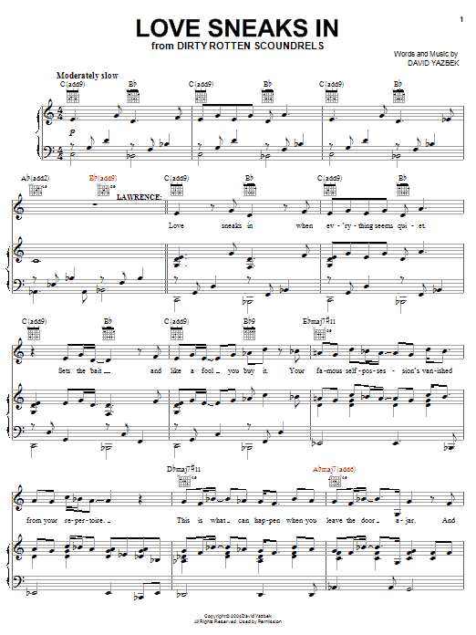 David Yazbek Love Sneaks In Sheet Music