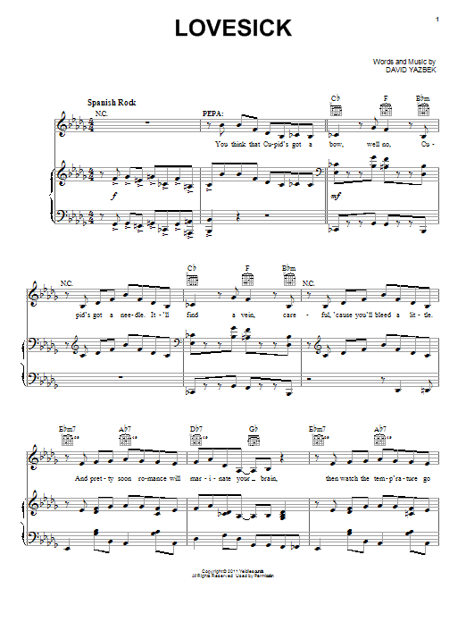 David Yazbek Lovesick (from Women On The Verge Of A Nervous Breakdown) Sheet Music
