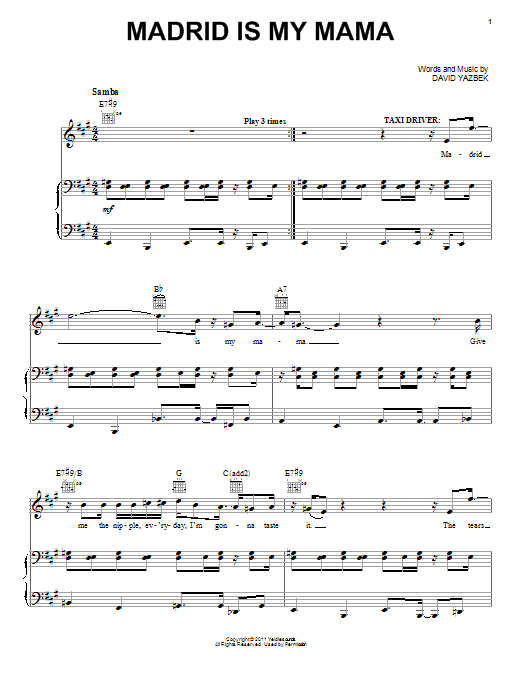 David Yazbek Madrid Is My Mama (from Women On The Verge Of A Nervous Breakdown) Sheet Music