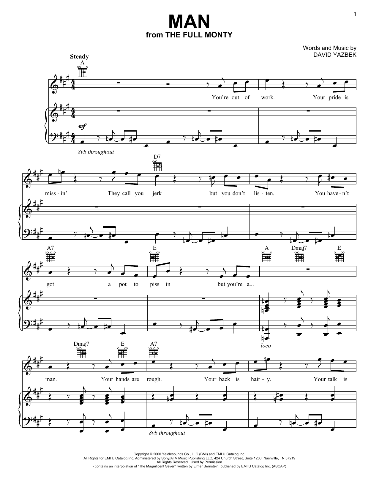 David Yazbek Man Sheet Music