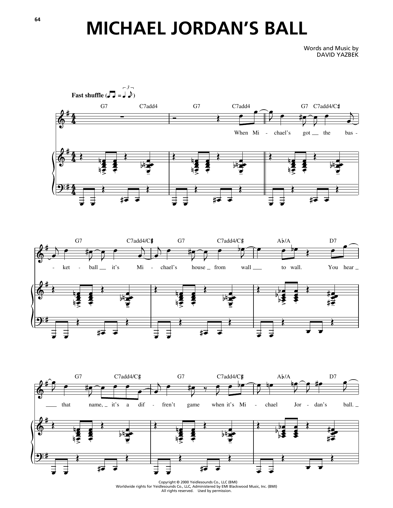 David Yazbek Michael Jordan's Ball (from The Full Monty) Sheet Music