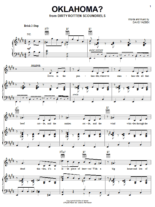 David Yazbek Oklahoma? Sheet Music