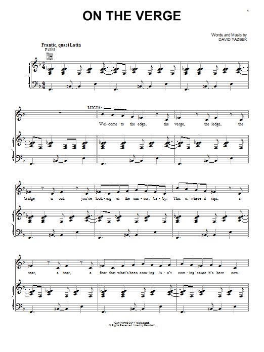 David Yazbek On The Verge (from Women On The Verge Of A Nervous Breakdown) Sheet Music