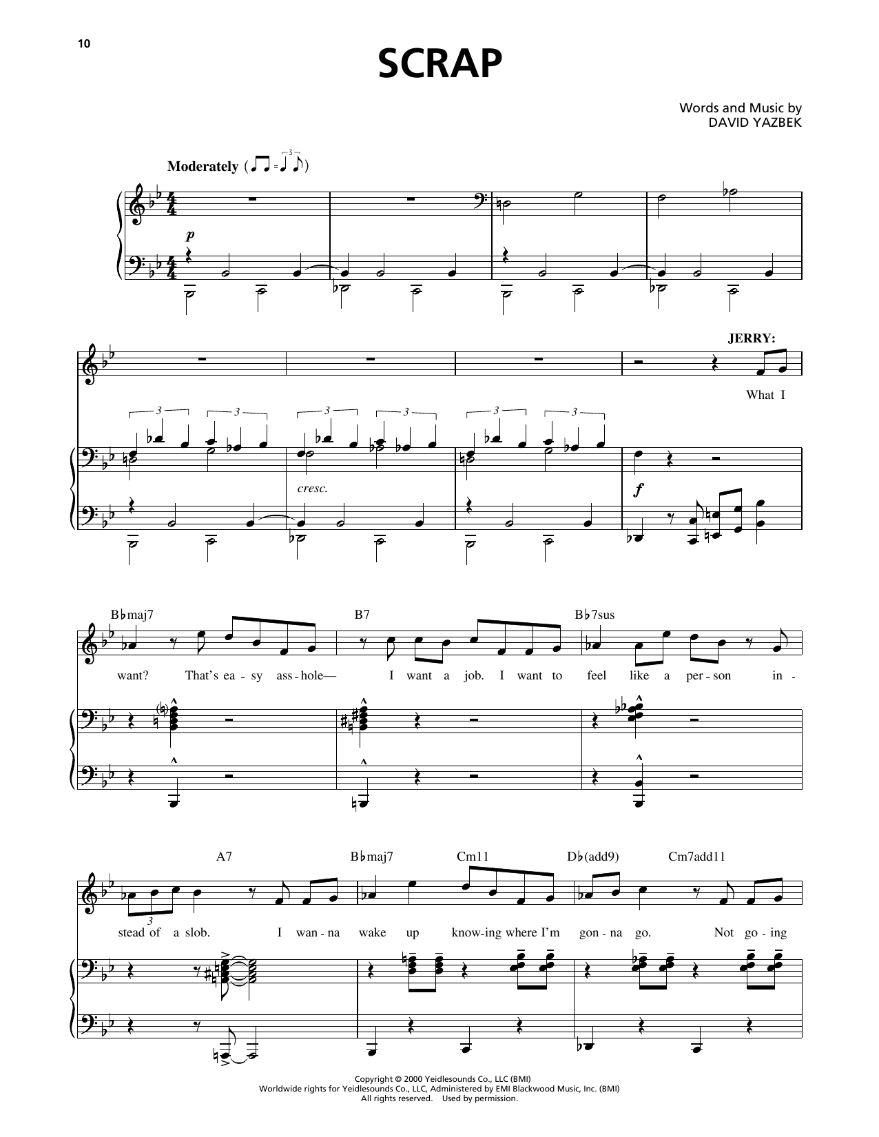 David Yazbek Scrap (from The Full Monty) Sheet Music