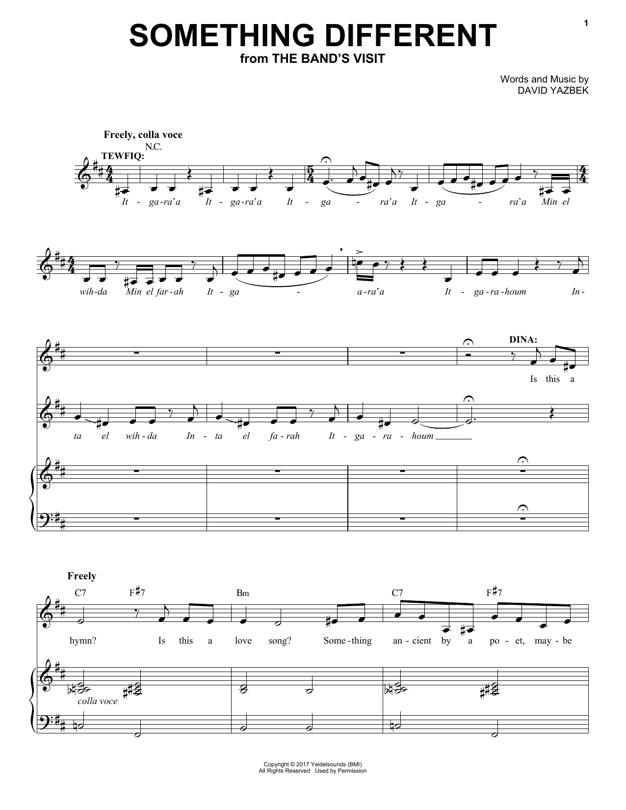 David Yazbek Something Different Sheet Music