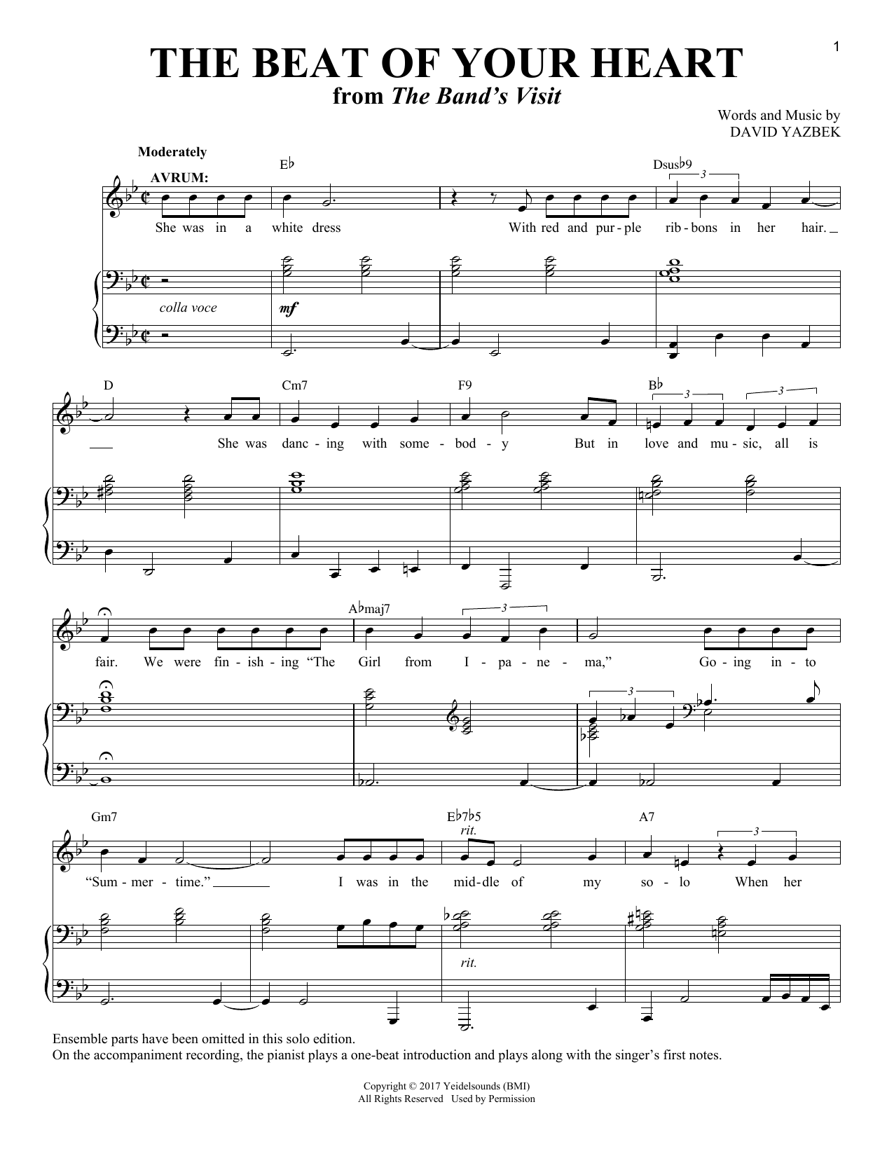 David Yazbek The Beat Of Your Heart [Solo version] (from The Band's Visit) Sheet Music