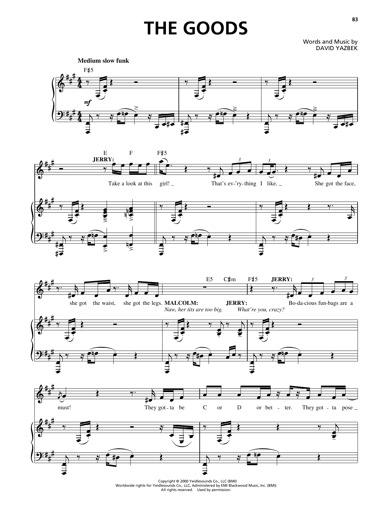 David Yazbek The Goods (from The Full Monty) Sheet Music
