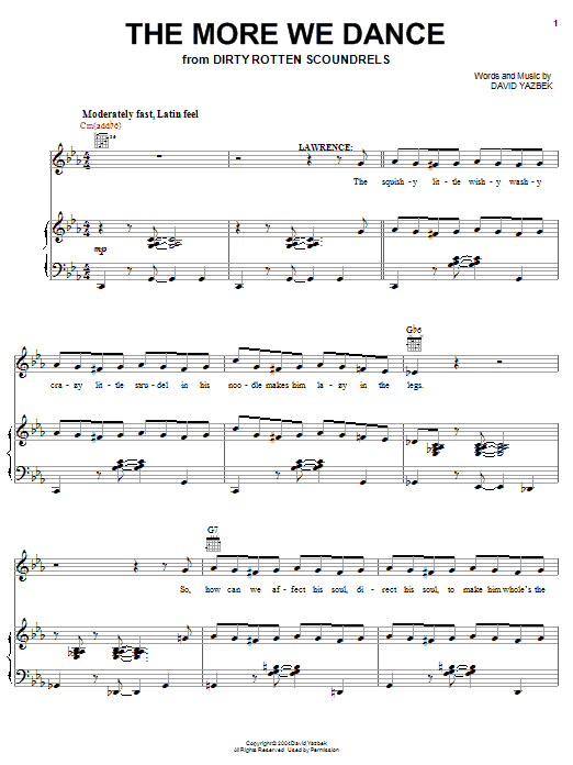 David Yazbek The More We Dance Sheet Music