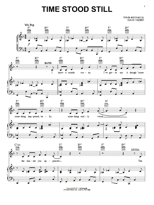 David Yazbek Time Stood Still (from Women On The Verge Of A Nervous Breakdown) Sheet Music
