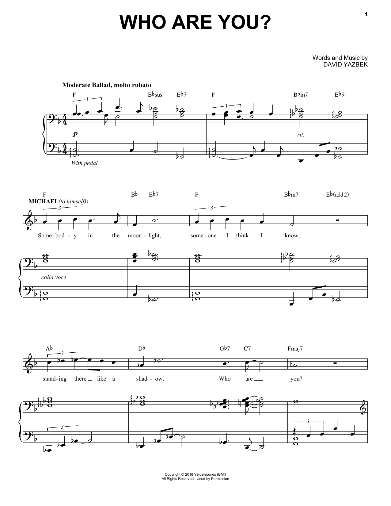 David Yazbek Who Are You? (from the musical Tootsie) Sheet Music