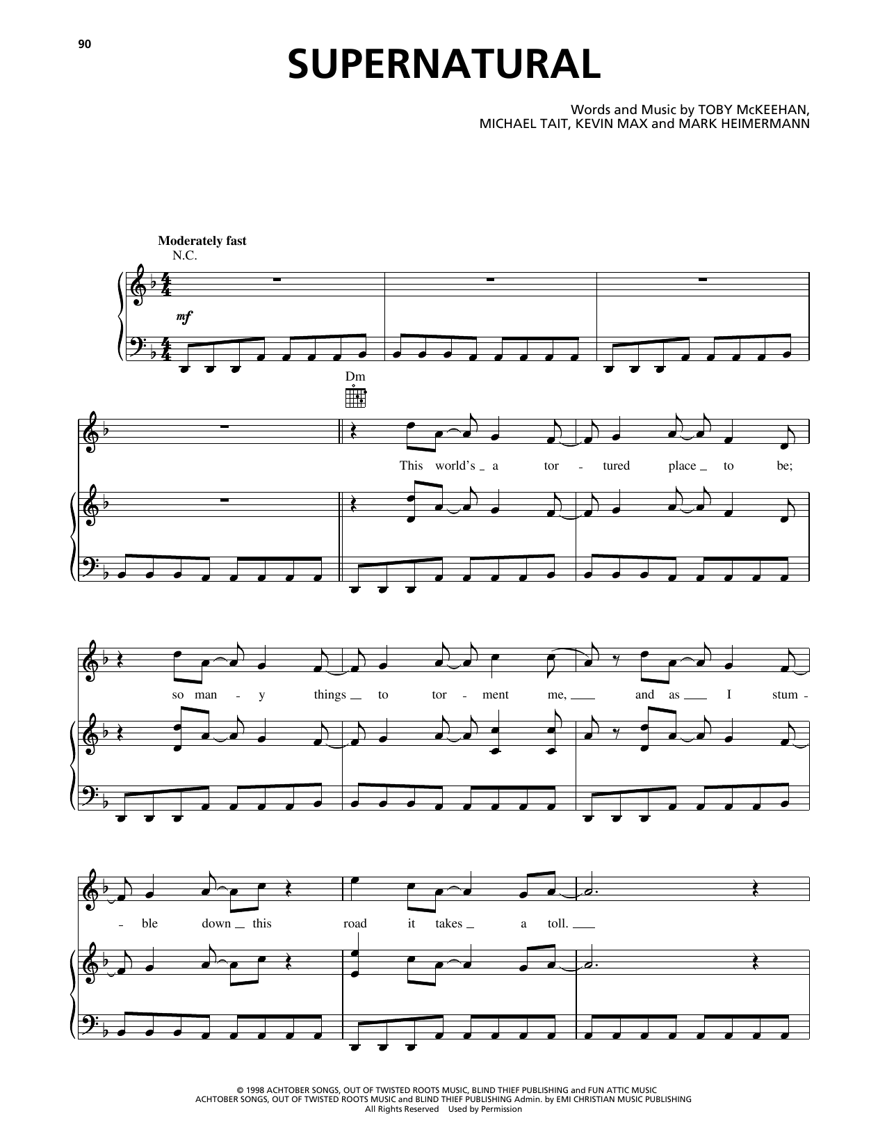 dc Talk Supernatural Sheet Music