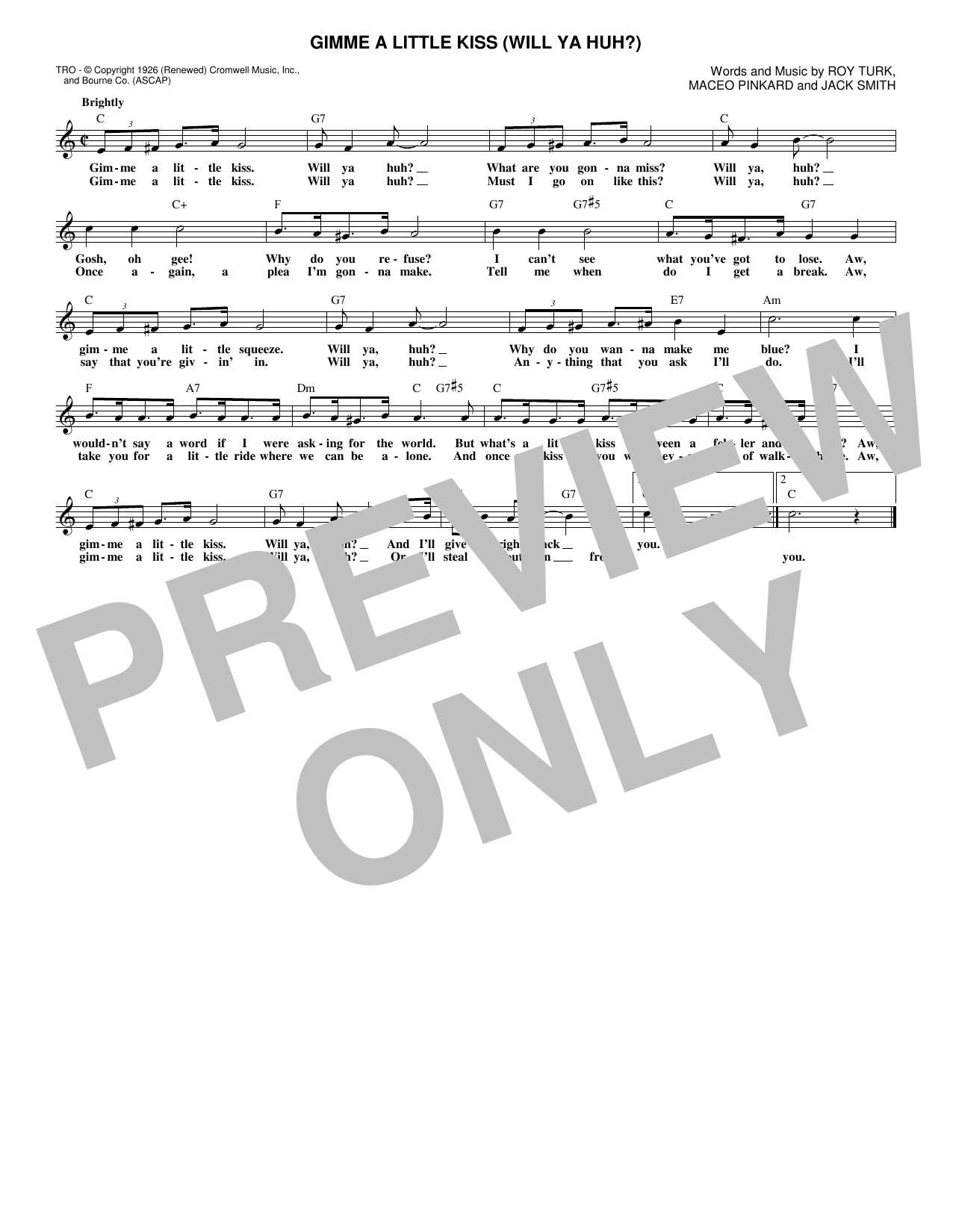 Dean Martin Gimme A Little Kiss (Will Ya Huh?) Sheet Music