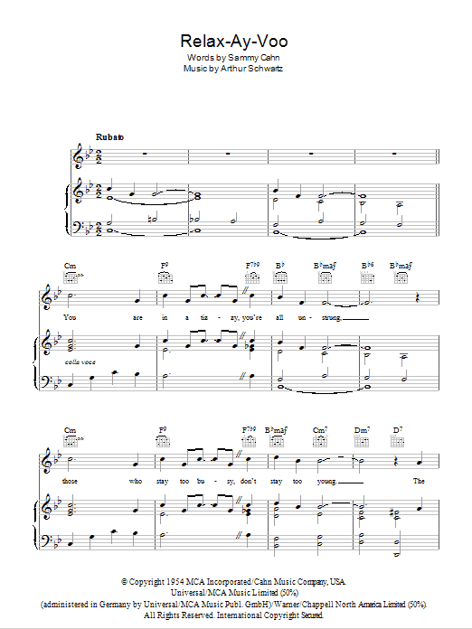 Dean Martin Relax-Ay-Voo Sheet Music